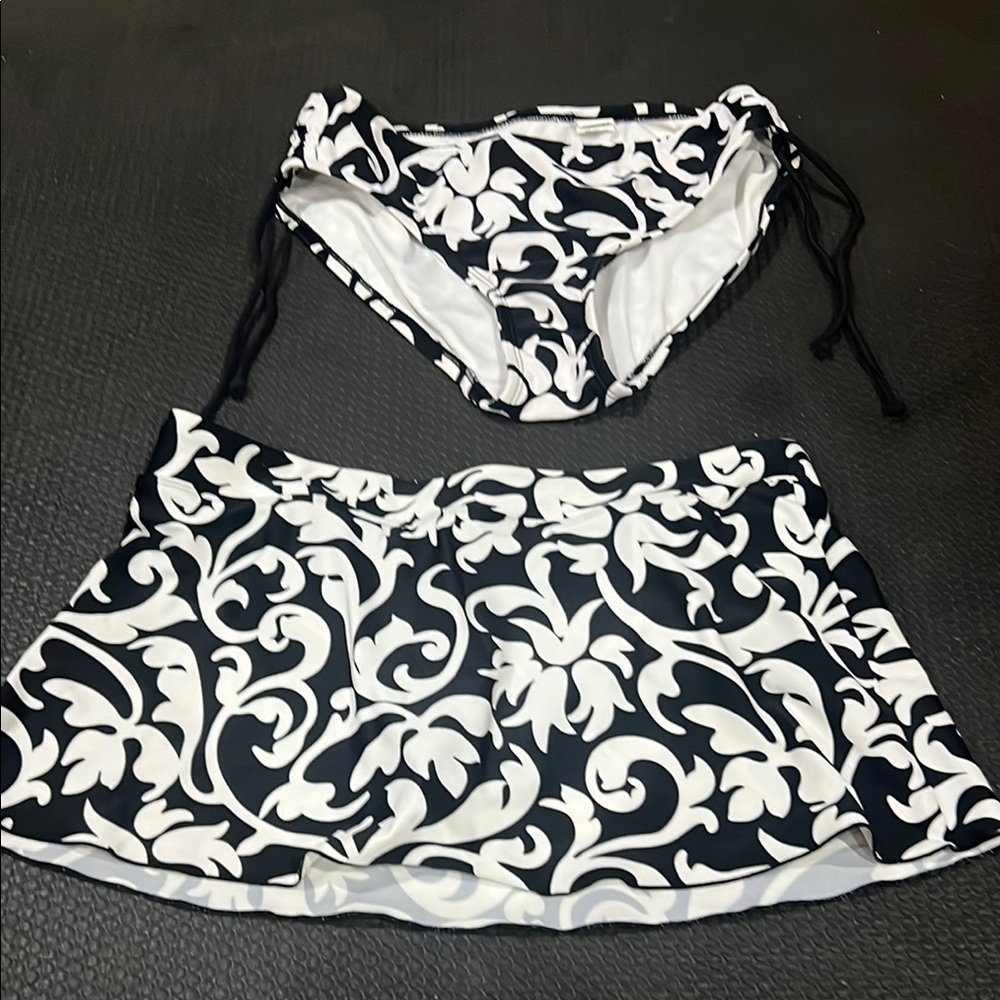 Athleta Black and White Bikini Bottom and  Swim skirt.